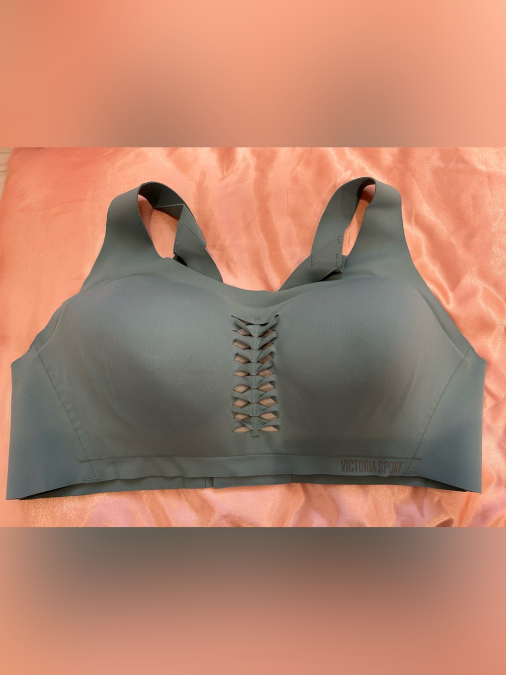 Victoria's Secret Blue Lattice-Front Sports Bra